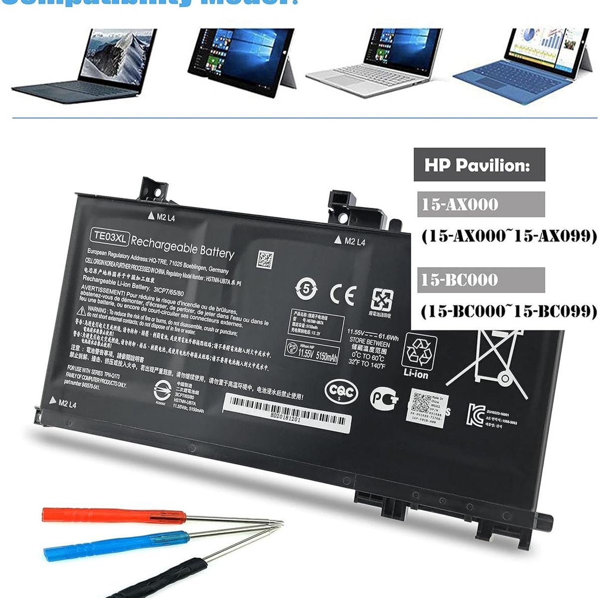 GENERICO - Bateria te03xl Para Hp Omen 15-ax000 Pavilion 15-bc Series