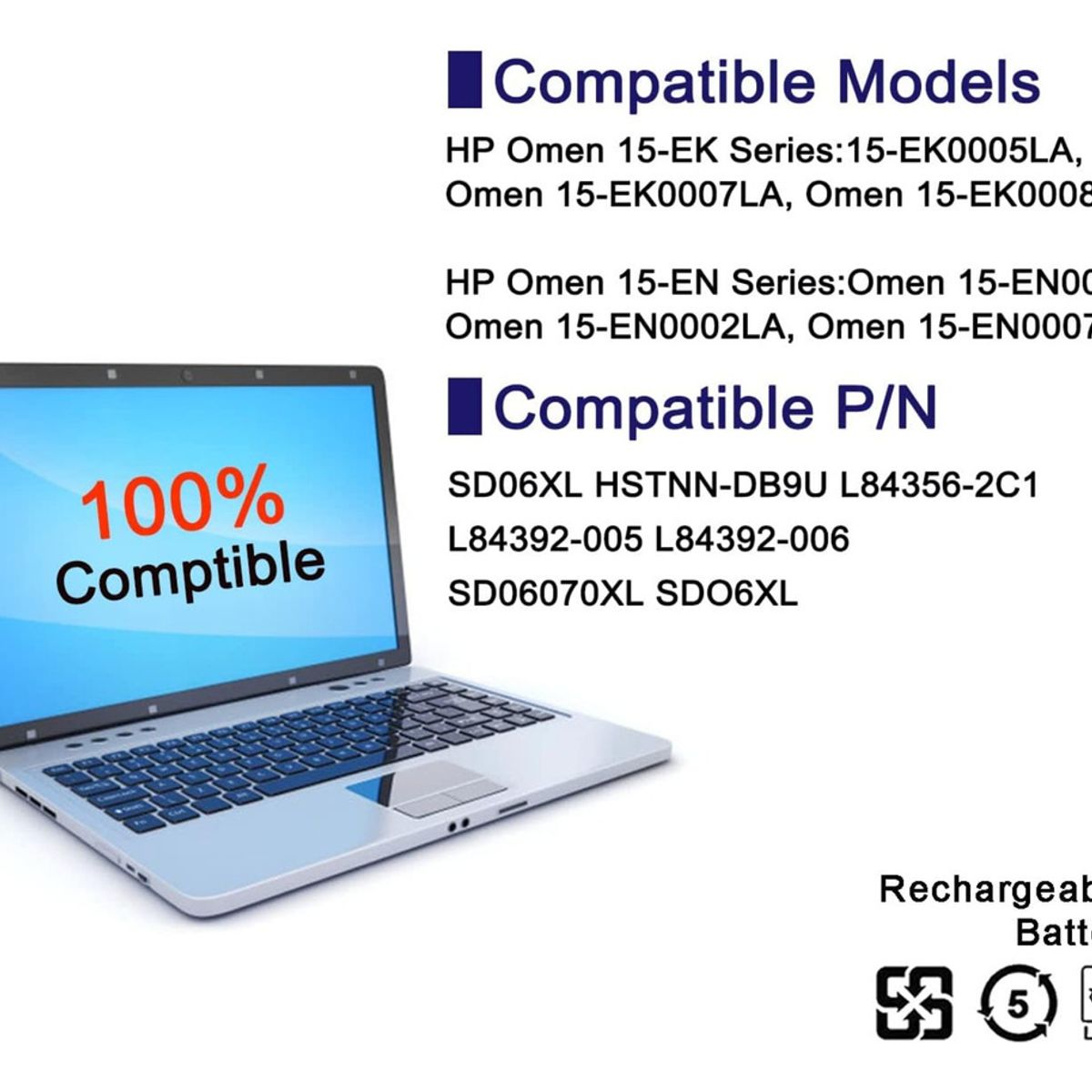 GENERICO - Batería Para Notebook Hp Omen 15 Ek  15 En Series Nueva