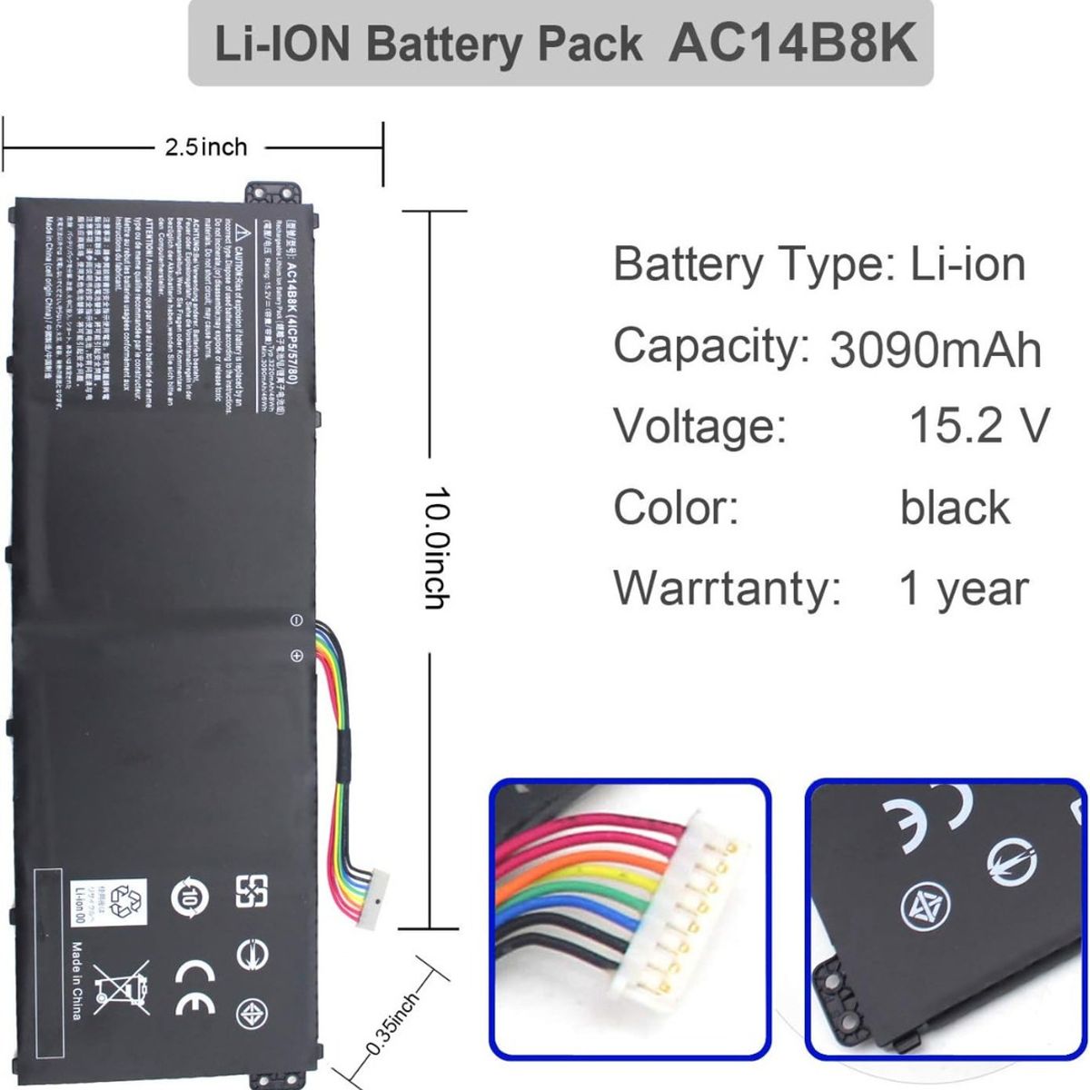 GENERICO - Batería Ac14b8k Para Acer Nitro 5 An515-51 An515-52 An515-53