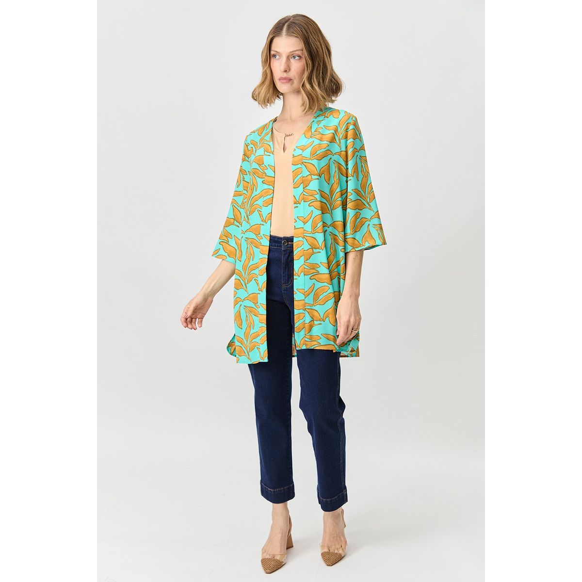 MA GRIFFE - Tapado Abierto Verde Cata Mujer Magriffe