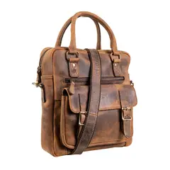 FRANZ MOSSI - Bolso de cuero natural, grueso. Bolso hombro Marrón 2 asas