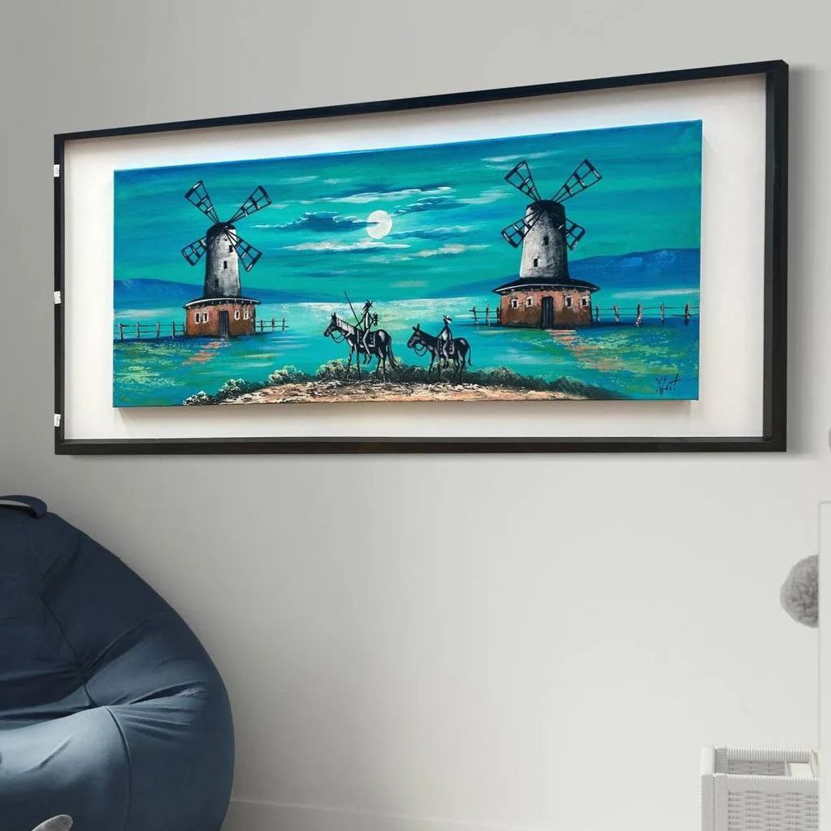 DEKAM DISEÑO - CUADRO PINTADO DECORATIVO QUIJOTE CALIPSO ENMARCADO  127X57 CMS