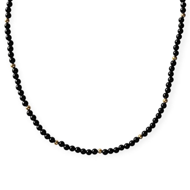 ANDREA COGGIOLA JOYAS - Collar Ónix Bola Timón Enchapado Oro 18K