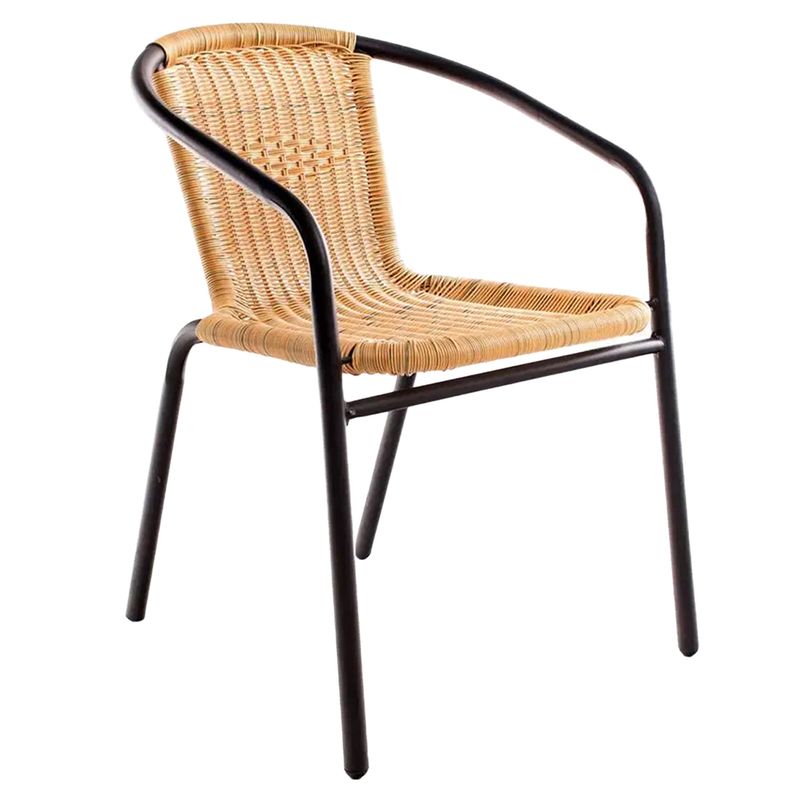 NOVAHUS - Set Terraza Maceio 4 Sillas + Mesa Vidrio 80x70cm Beige
