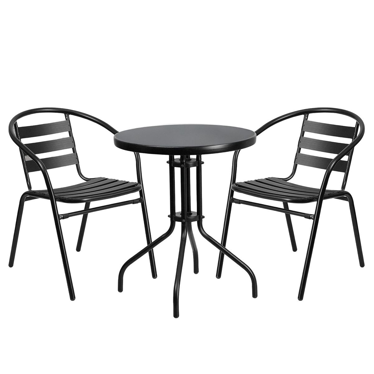 NOVAHUS - Set terraza 2 sillas acero + Mesa acero Negro 70x60 cm