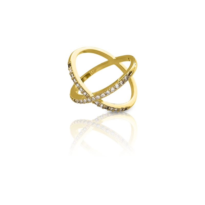 ANDREA COGGIOLA JOYAS - Anillo Mónica Circón Blanco Enchapado Oro 18K.-