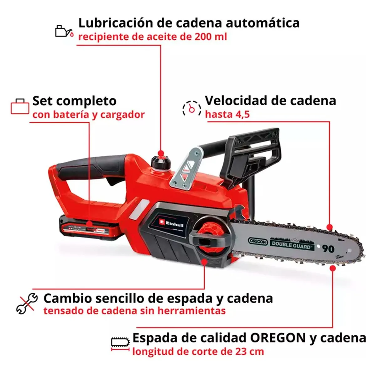 EINHELL - Kit Motosierra Inal. Einhell GE-LC 18/25-1 -Inc. Carg y Bat 3.0 AH