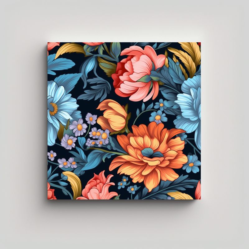 GENERICO - Arte Gráfico De Composición Floral: Cuadros 90x90 Cm