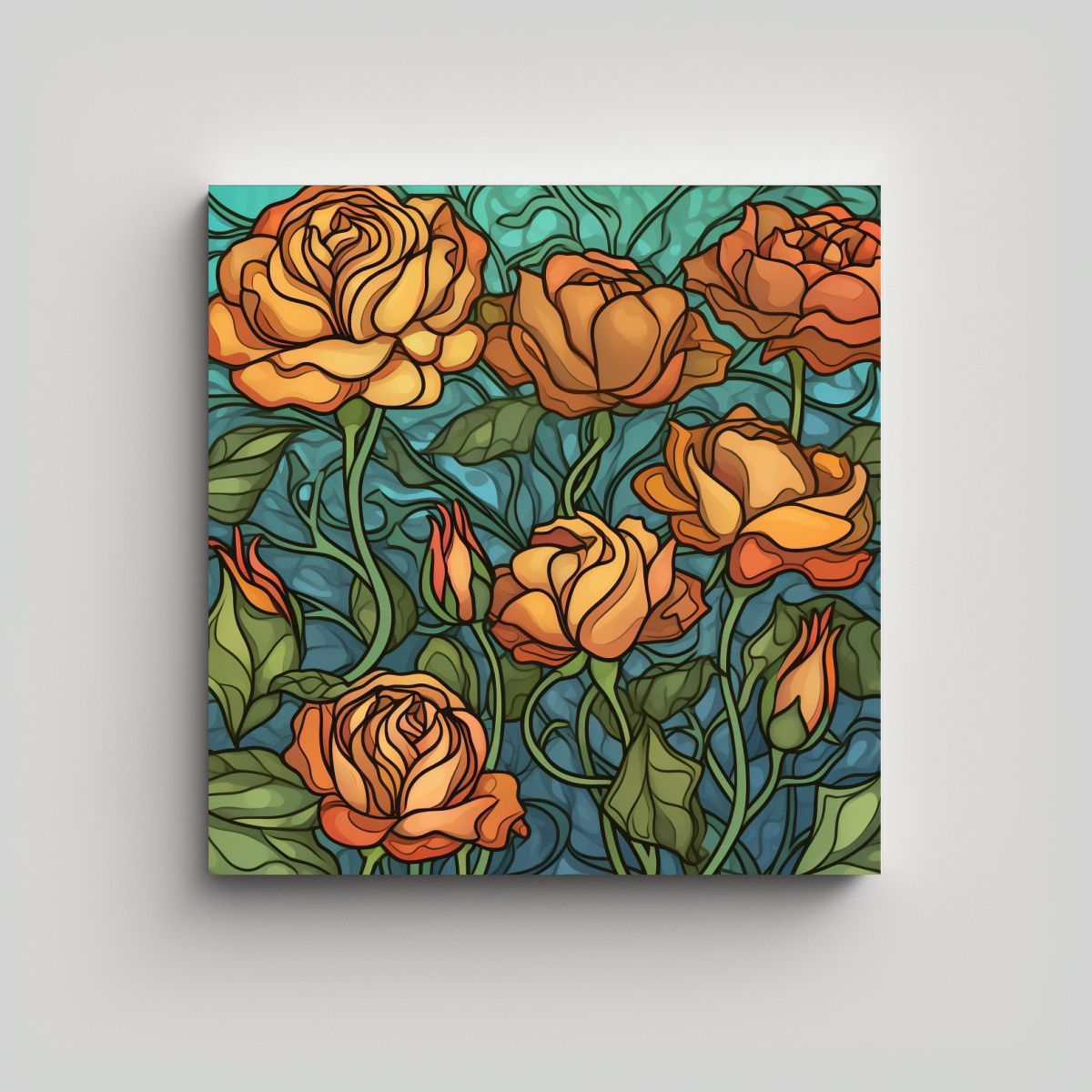 GENERICO - Ilustración Art Nouveau: Cuadro Multicolor Con 80x80 Cm