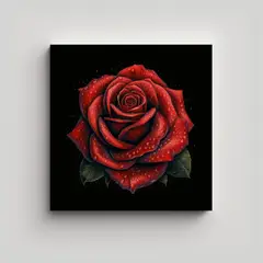 GENERICO - Rosa Roja De San Valentín En Fondo Negro: 30x30 Cm