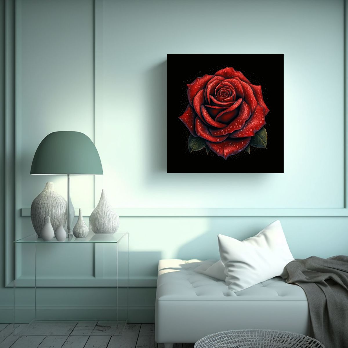 GENERICO - Rosa Roja De San Valentín En Fondo Negro: 30x30 Cm