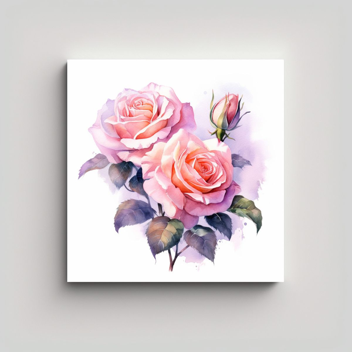 GENERICO - Cuadros Decorativos De Rosas Rosadas Y Arte 40x40 Cm