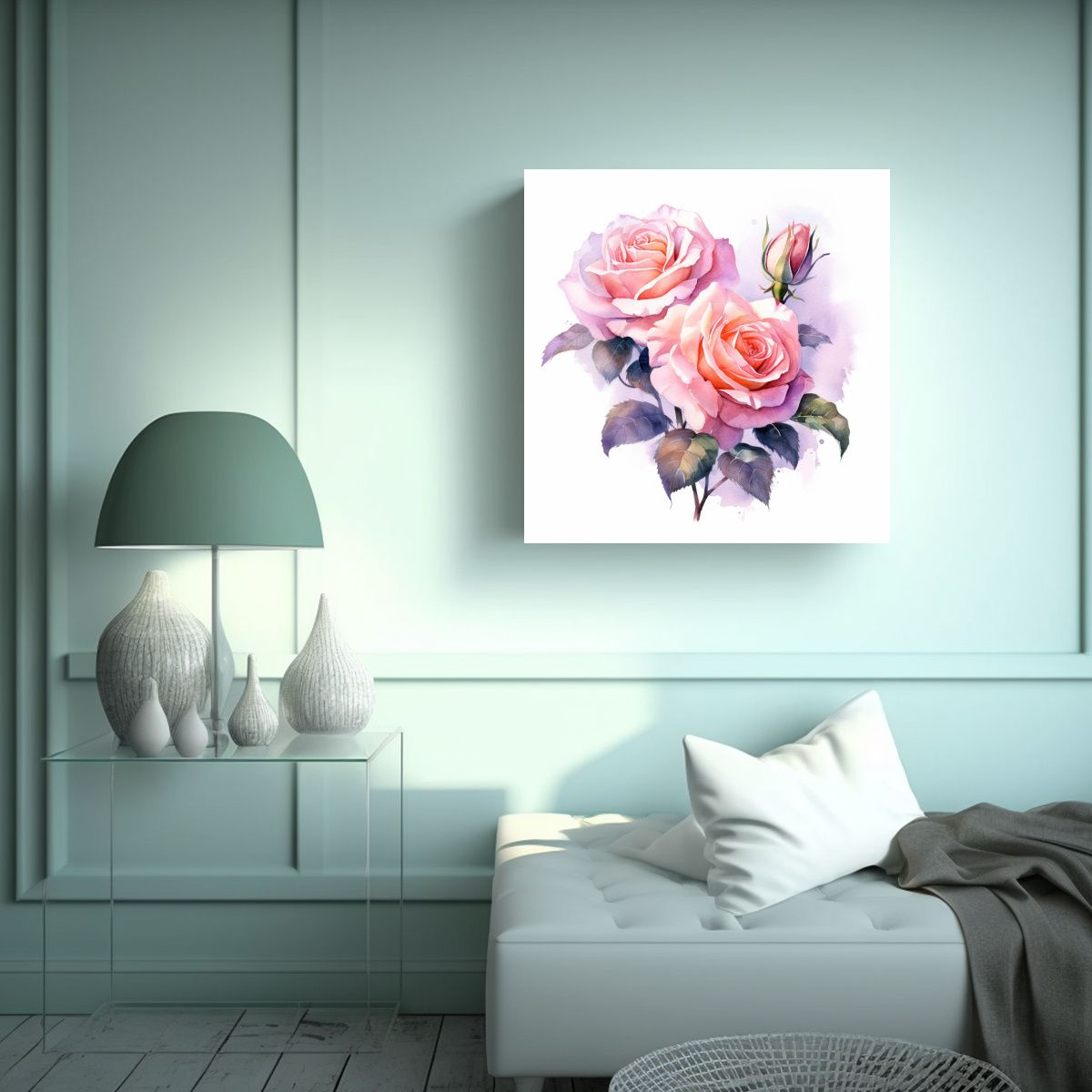 GENERICO - Cuadros Decorativos De Rosas Rosadas Y Arte 40x40 Cm