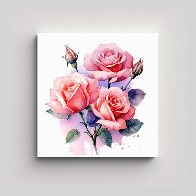 GENERICO - Escena Cuadrada: Rosas Rosadas Realistas Con 60x60 Cm