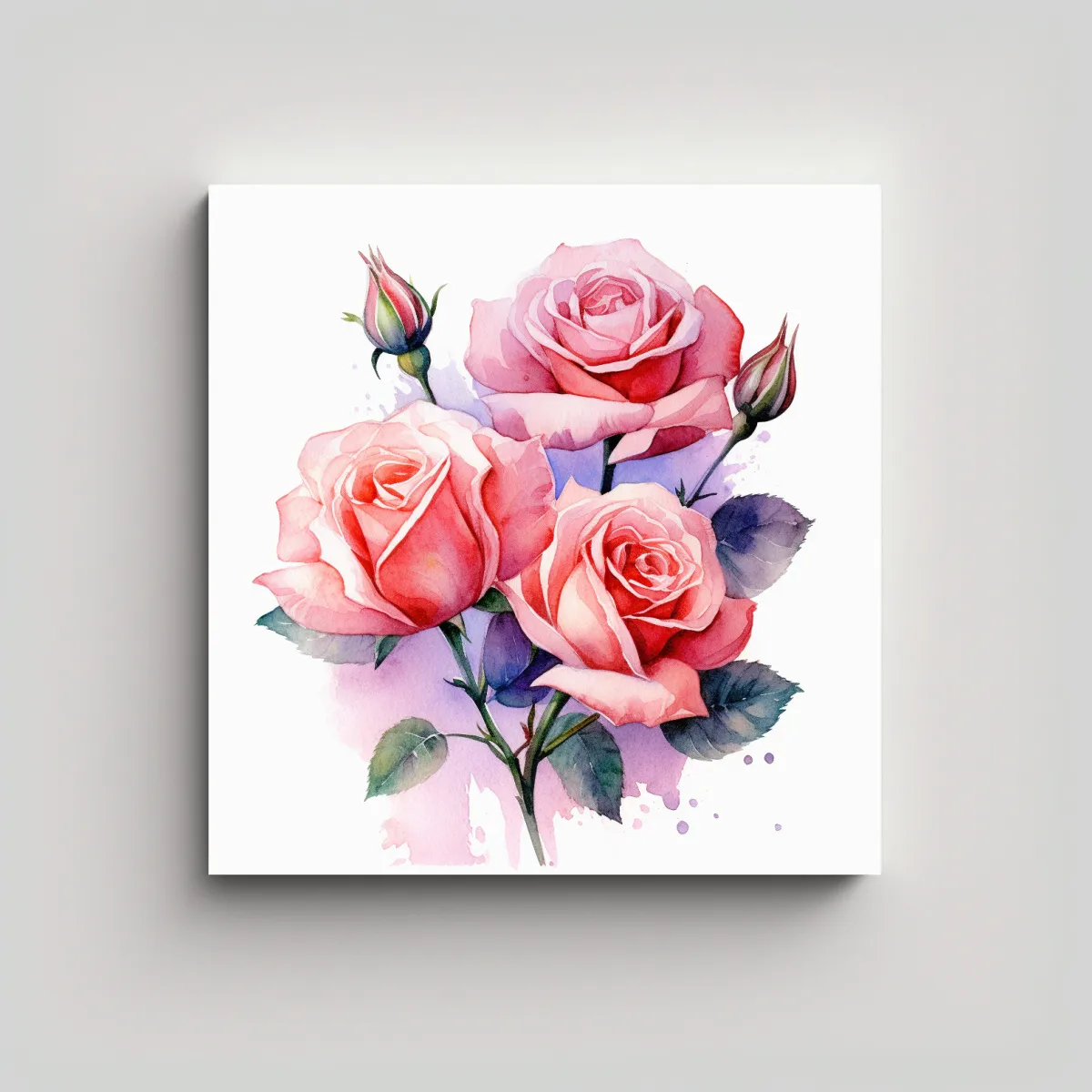 GENERICO - Escena Cuadrada: Rosas Rosadas Realistas Con 30x30 Cm