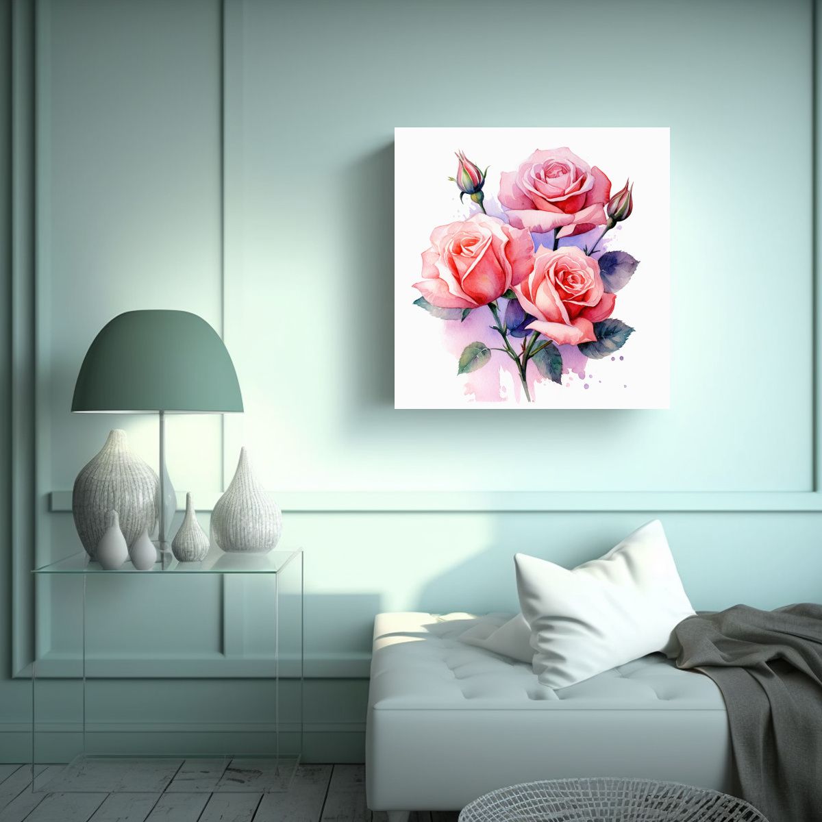 GENERICO - Escena Cuadrada: Rosas Rosadas Realistas Con 30x30 Cm