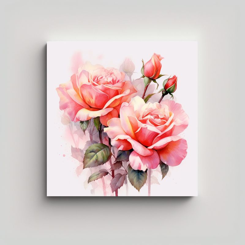 GENERICO - Cuadro Decorativo Abstracto Con Rosas Rosadas De 30x30 Cm