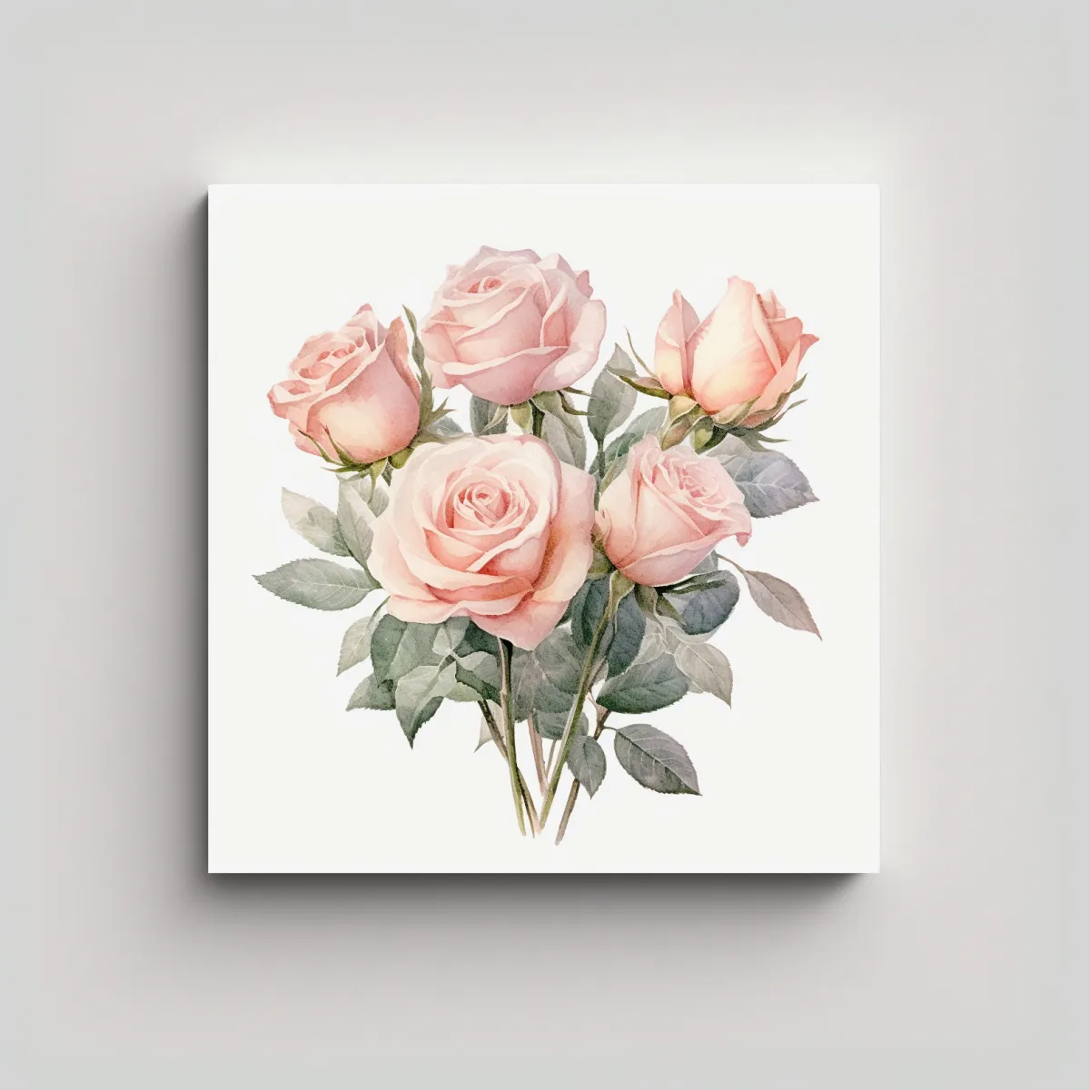 GENERICO - Ramo De Rosas Rosa Pastel Y Composición 30x30 Cm