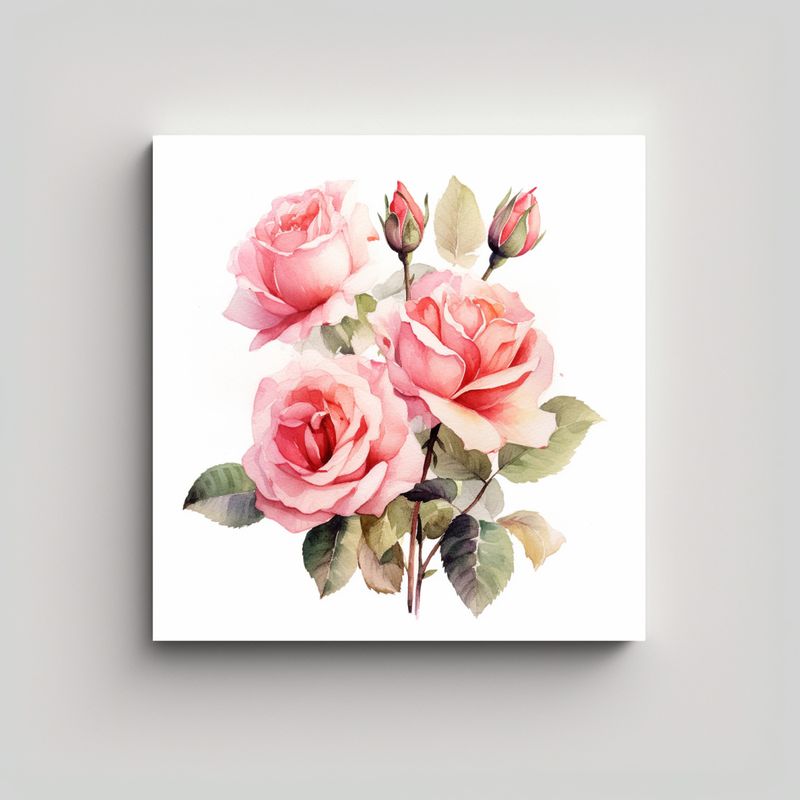 GENERICO - Cuadro De Relieve Con Flores De Acuarela Rosa 40x40 Cm