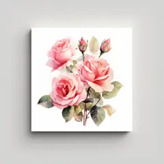 GENERICO - Cuadro De Relieve Con Flores De Acuarela Rosa 50x50 Cm