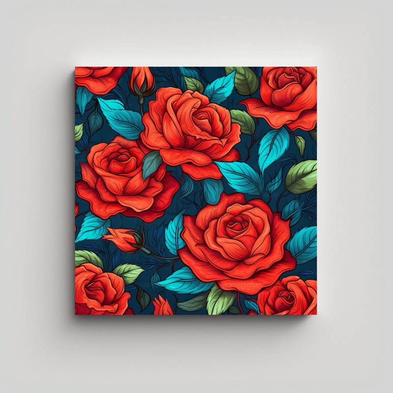GENERICO - Ilustración Luminosa De Rosas Rojas Vibrantes: 70x70 Cm