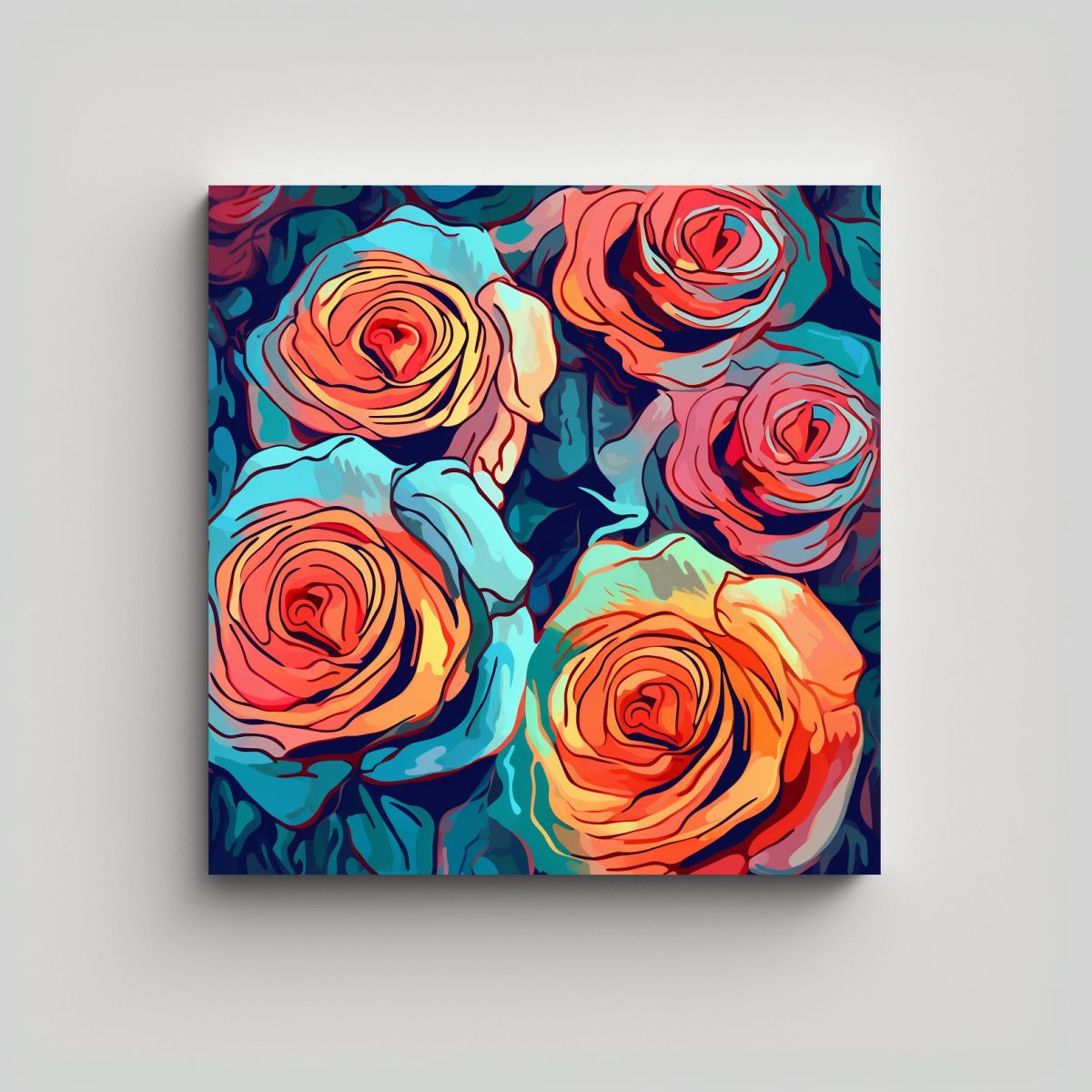 GENERICO - Patrón Creativo De Rosa Abstracta En Lienzo De 90x90 Cm