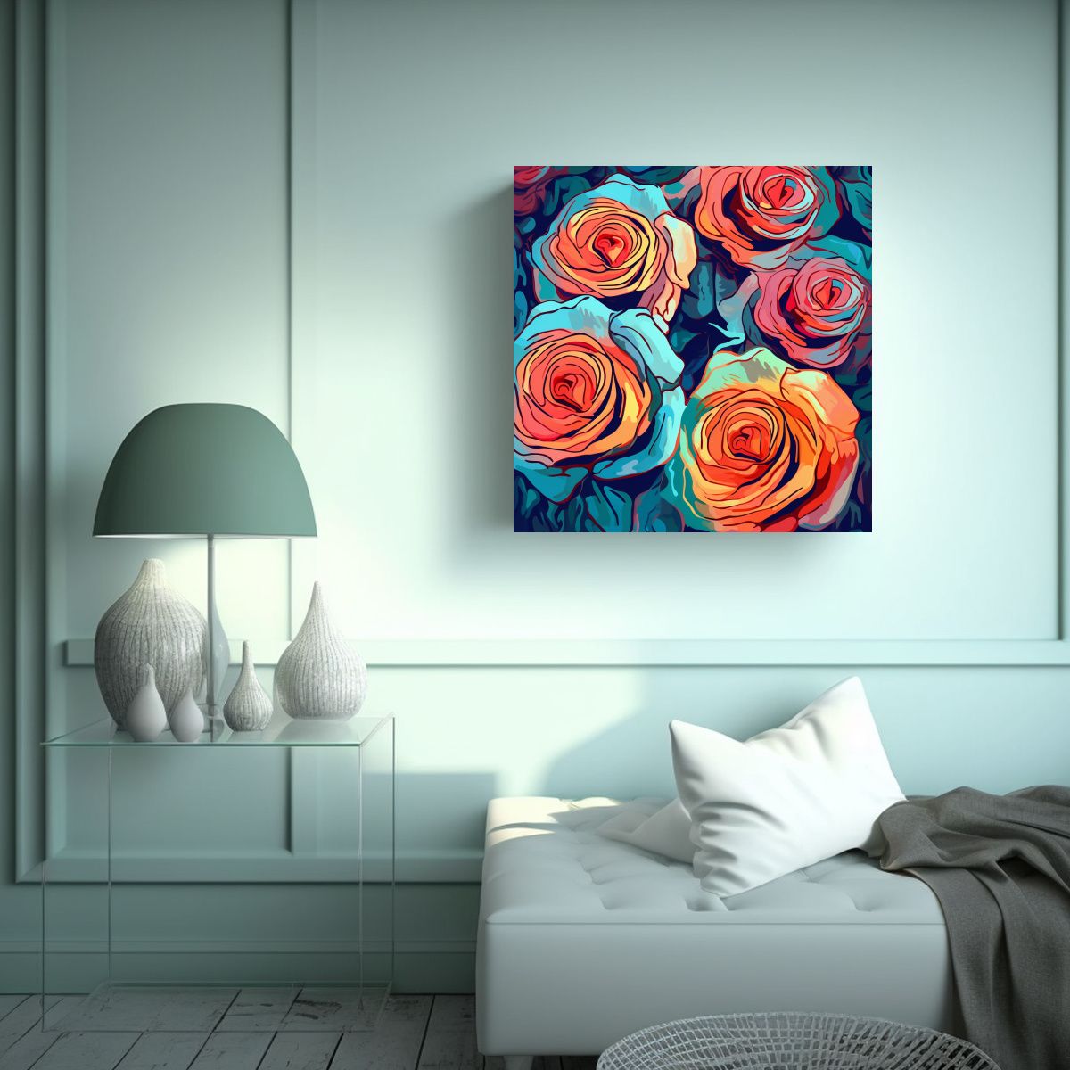 GENERICO - Patrón Creativo De Rosa Abstracta En Lienzo De 90x90 Cm