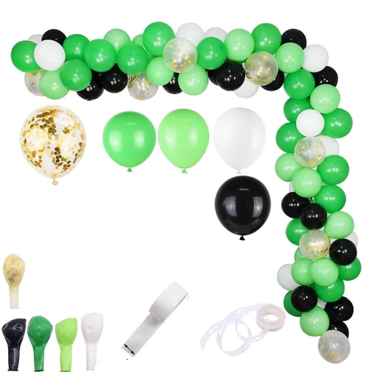 GENERICO - Set 110 Globos Para Fiesta + Cinta Para Arco - Verde