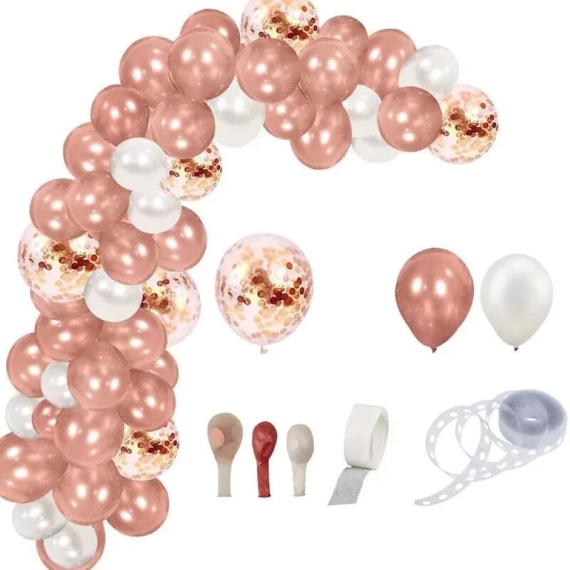 GENERICO - Set 110 Globos Para Fiesta + Cinta Para Arco - Rosa