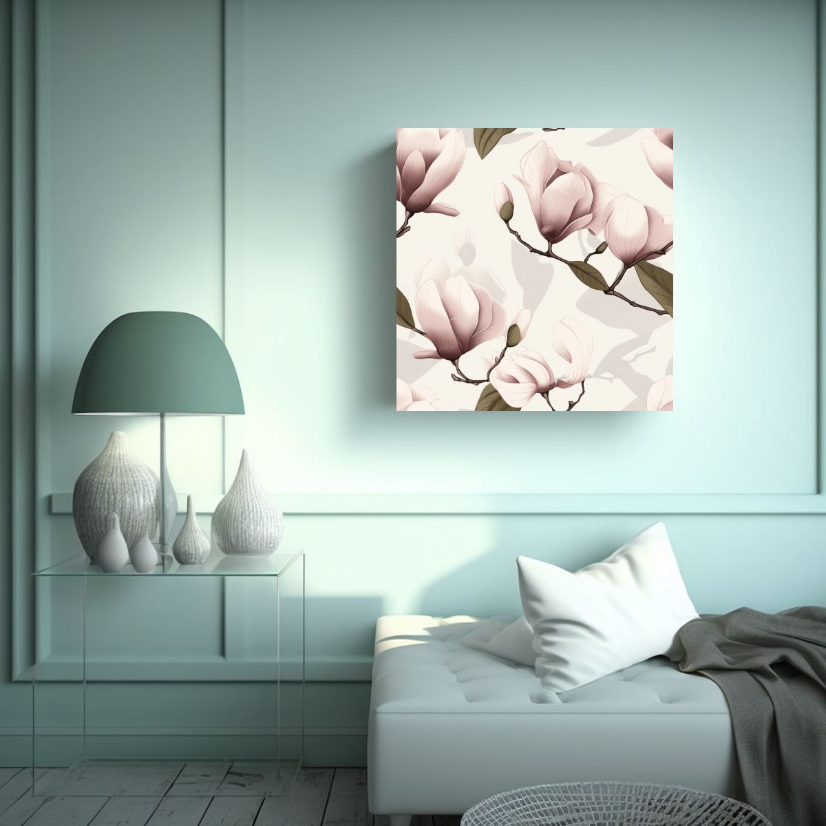 GENERICO - Dibujo Minimalista En Lienzo: Mágica Magnolia 40x40 Cm