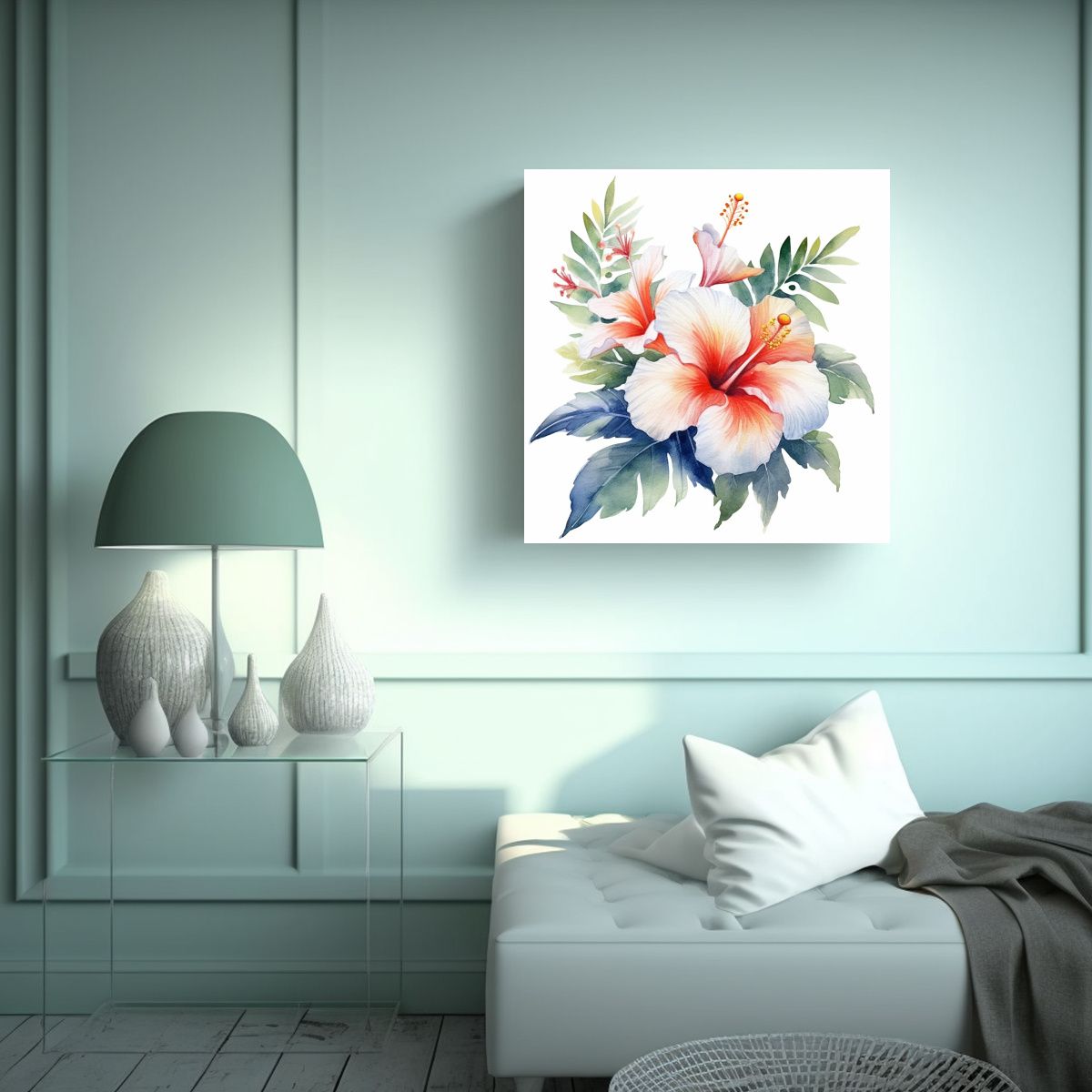 GENERICO - Cuadro De Flor Tropical En Acuarela Y Armonía 40x40 Cm