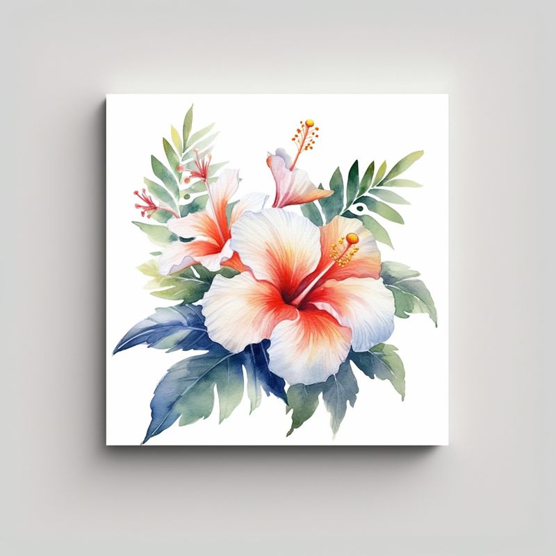 GENERICO - Cuadro De Flor Tropical En Acuarela Y Armonía 50x50 Cm
