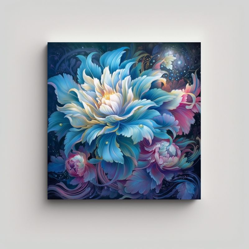 GENERICO - Ilustración Expresiva De Flores Fantásticas: 90x90 Cm