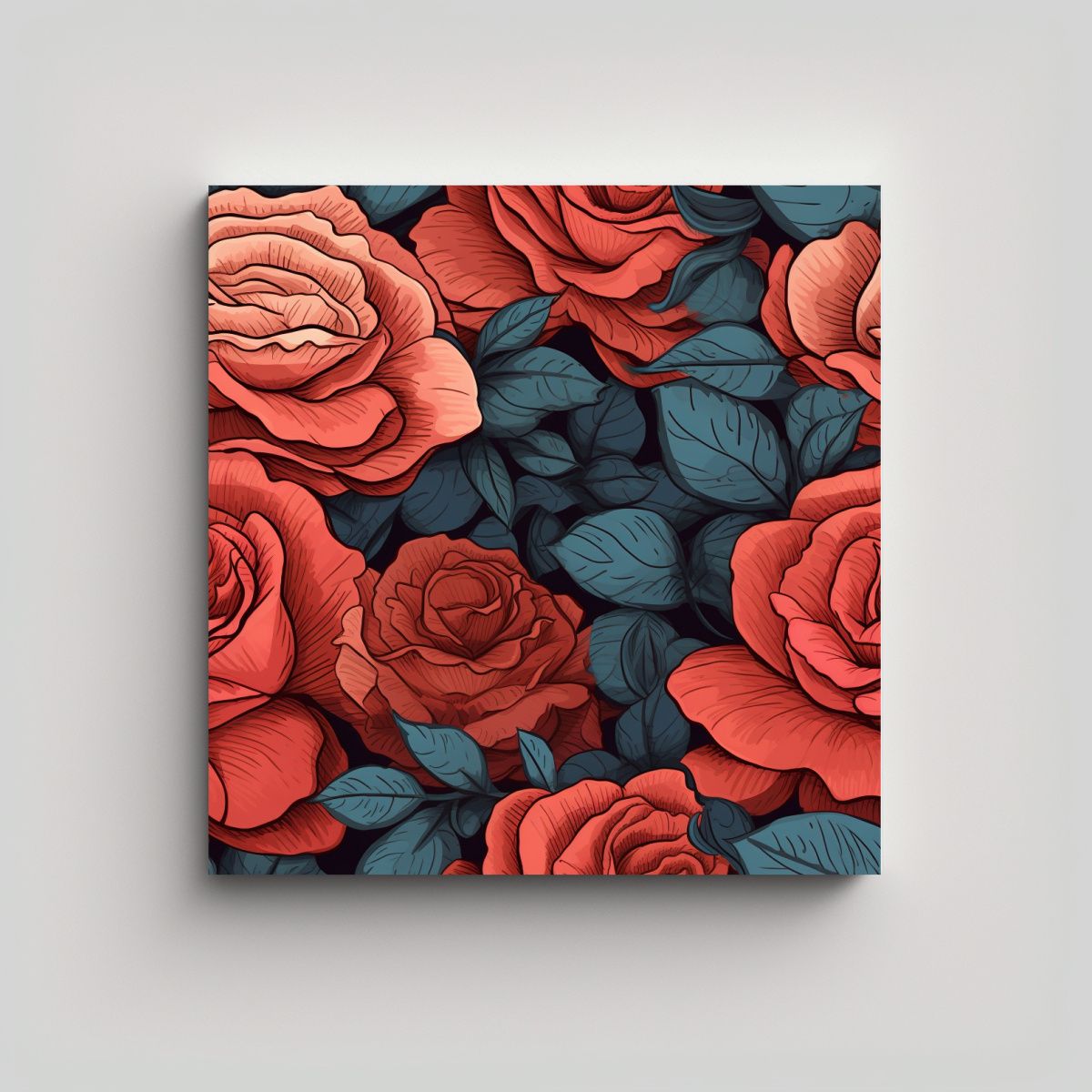 GENERICO - Inspiración Visual: Cuadro Decorativo De Rosas 90x90 Cm