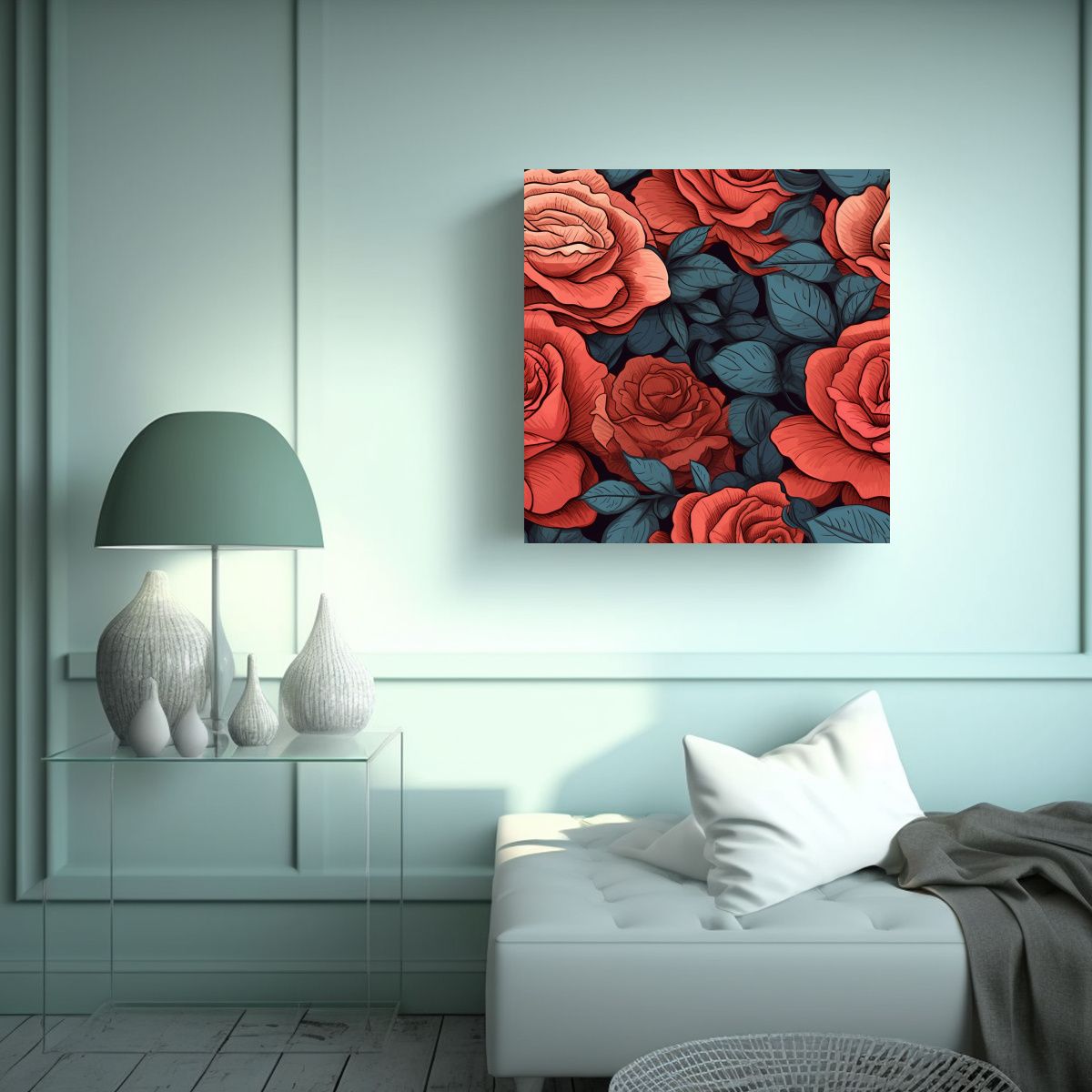 GENERICO - Inspiración Visual: Cuadro Decorativo De Rosas 90x90 Cm