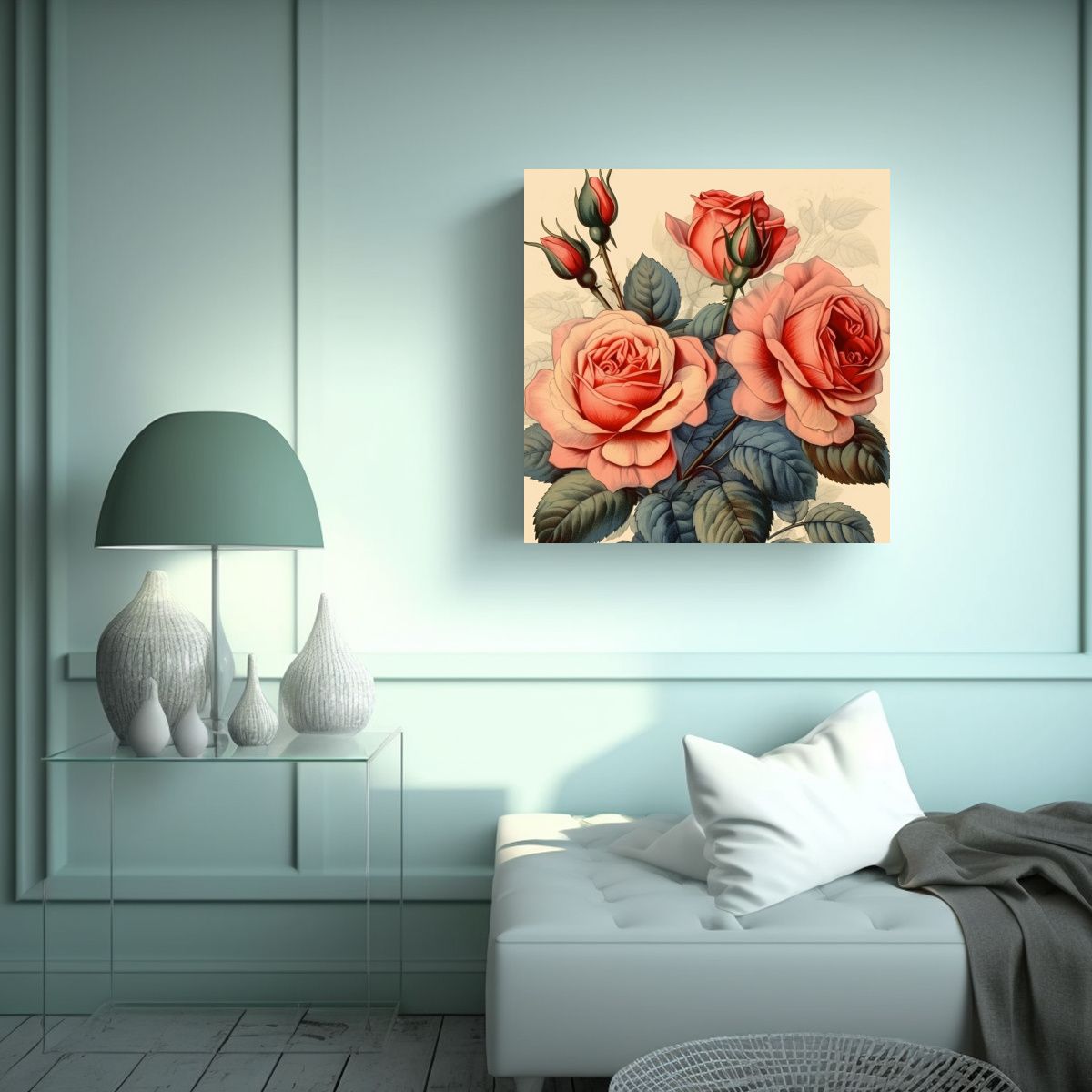 GENERICO - Armonía De Colores En Composición De Rosas 90x90 Cm