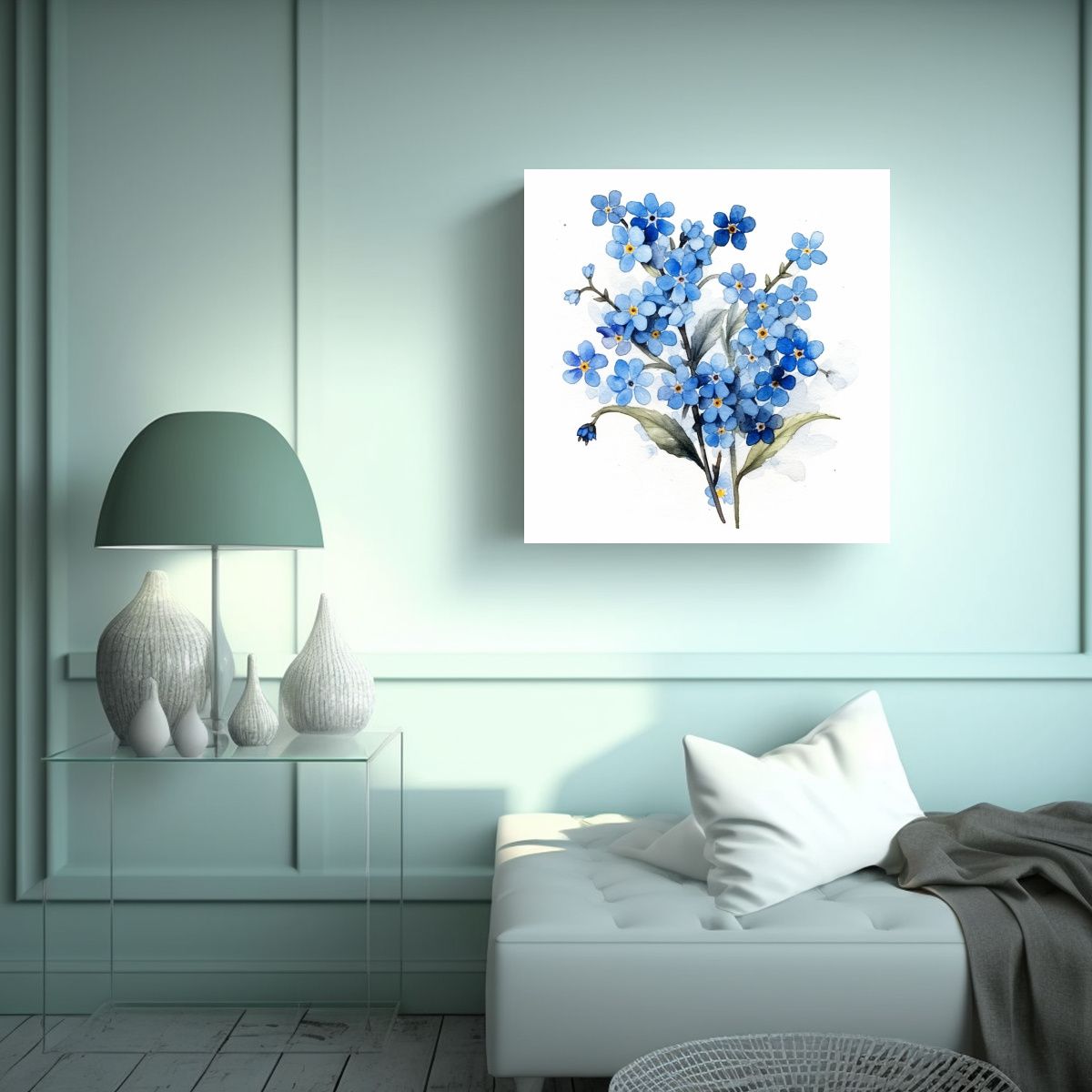 GENERICO - Cuadro Clásico De Flores Forget-me-not En Estilo 40x40 Cm