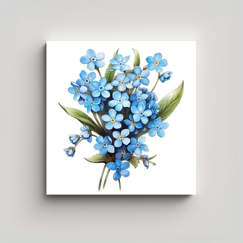 GENERICO - Armonía De Colores Con Flores Forget-Me-Not En 50x50 Cm