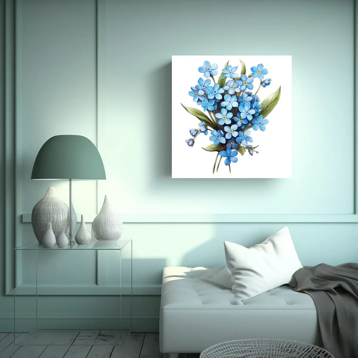GENERICO - Armonía De Colores Con Flores Forget-Me-Not En 50x50 Cm