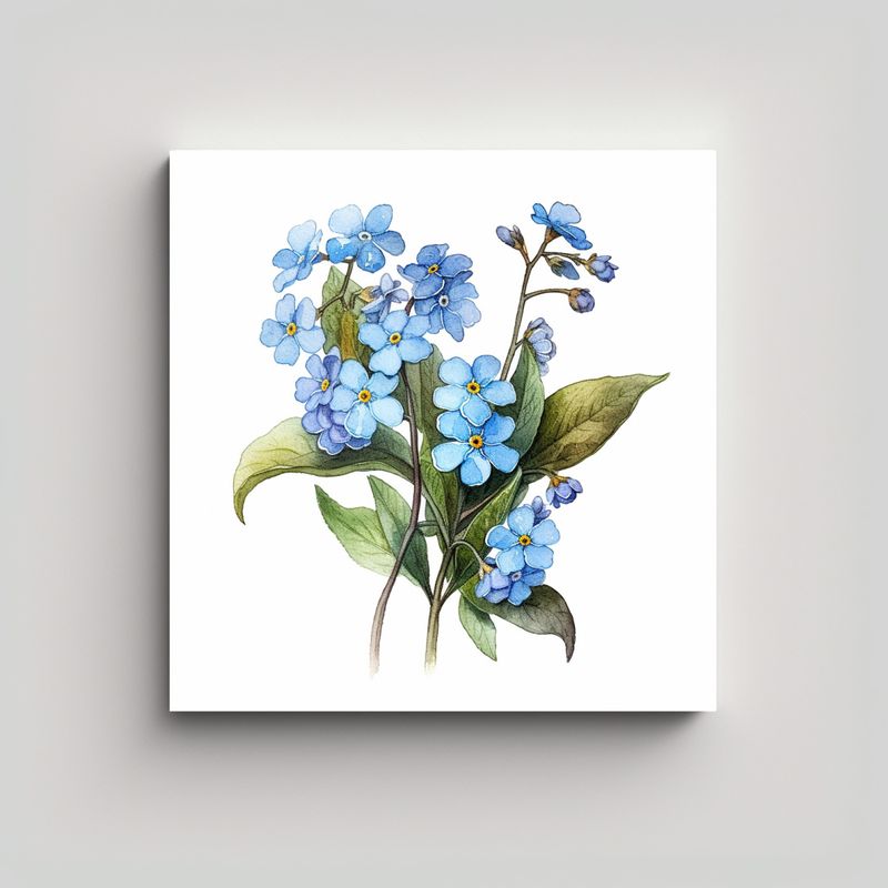 GENERICO - Ilustración Botánica De Flores Forget-Me-Not En 30x30 Cm