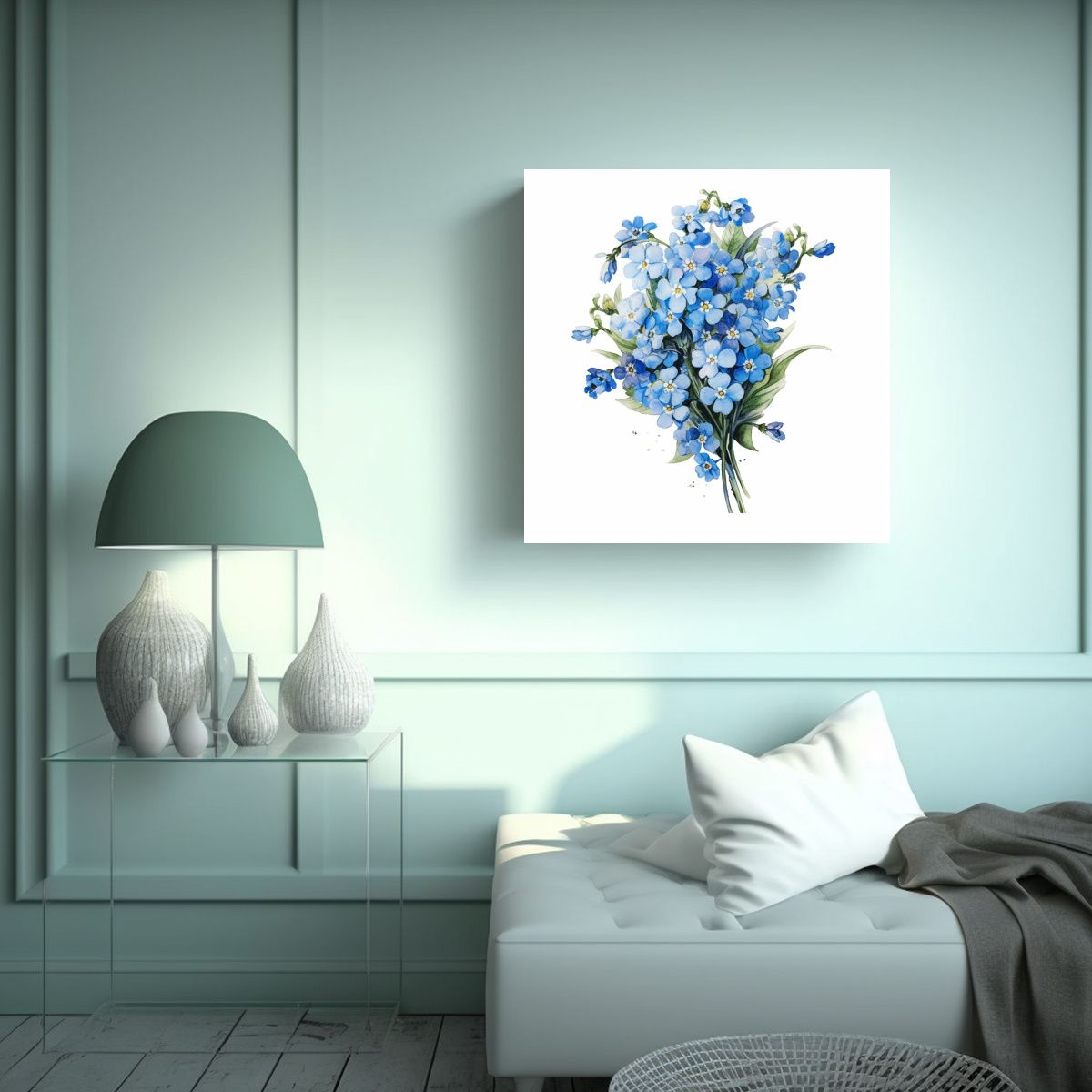 GENERICO - Lienzo Decorativo: Movimiento Y Ramo De Flores 40x40 Cm