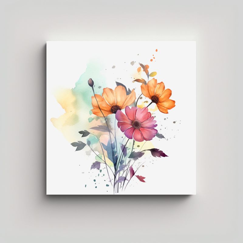 GENERICO - Cuadro Vintage Floral Estilo Galería Arte De 90x90 Cm