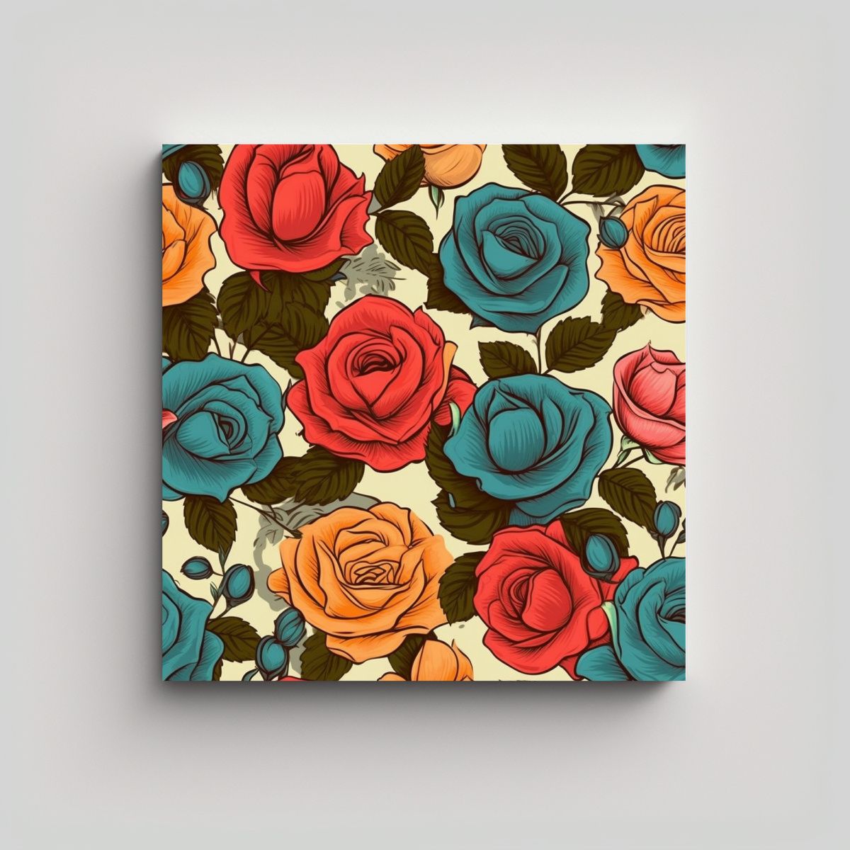 GENERICO - Cuadro Decorativo: Rosa Cartoon En Lienzo De 90x90 Cm