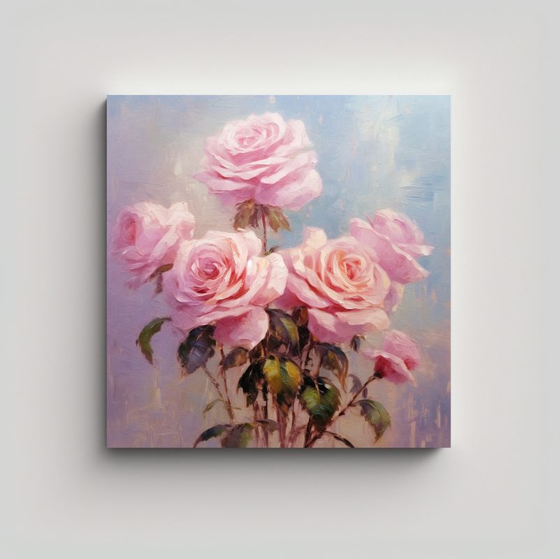 GENERICO - Ilustración Adorable De Rosas En Óleo Pastel 60x60 Cm