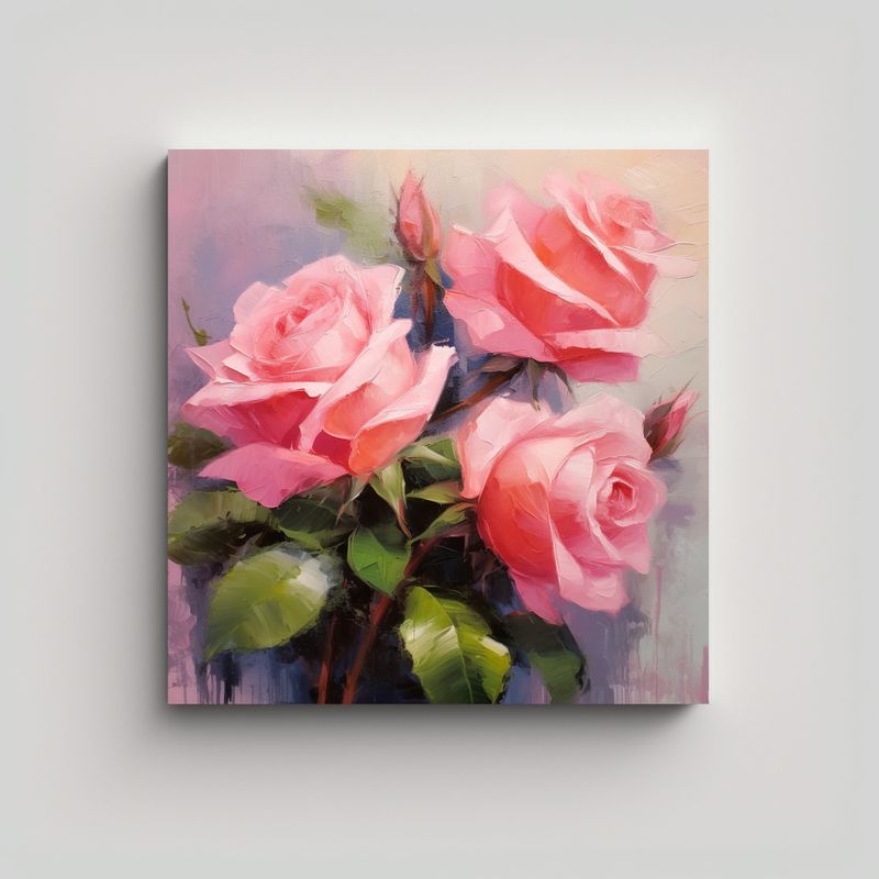 GENERICO - Fantasía Expresiva De Rosas En Pintura Al Óleo 80x80 Cm