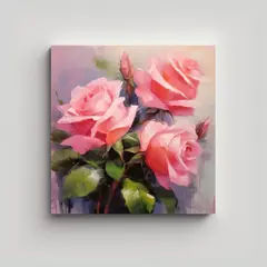 GENERICO - Fantasía Expresiva De Rosas En Pintura Al Óleo 50x50 Cm