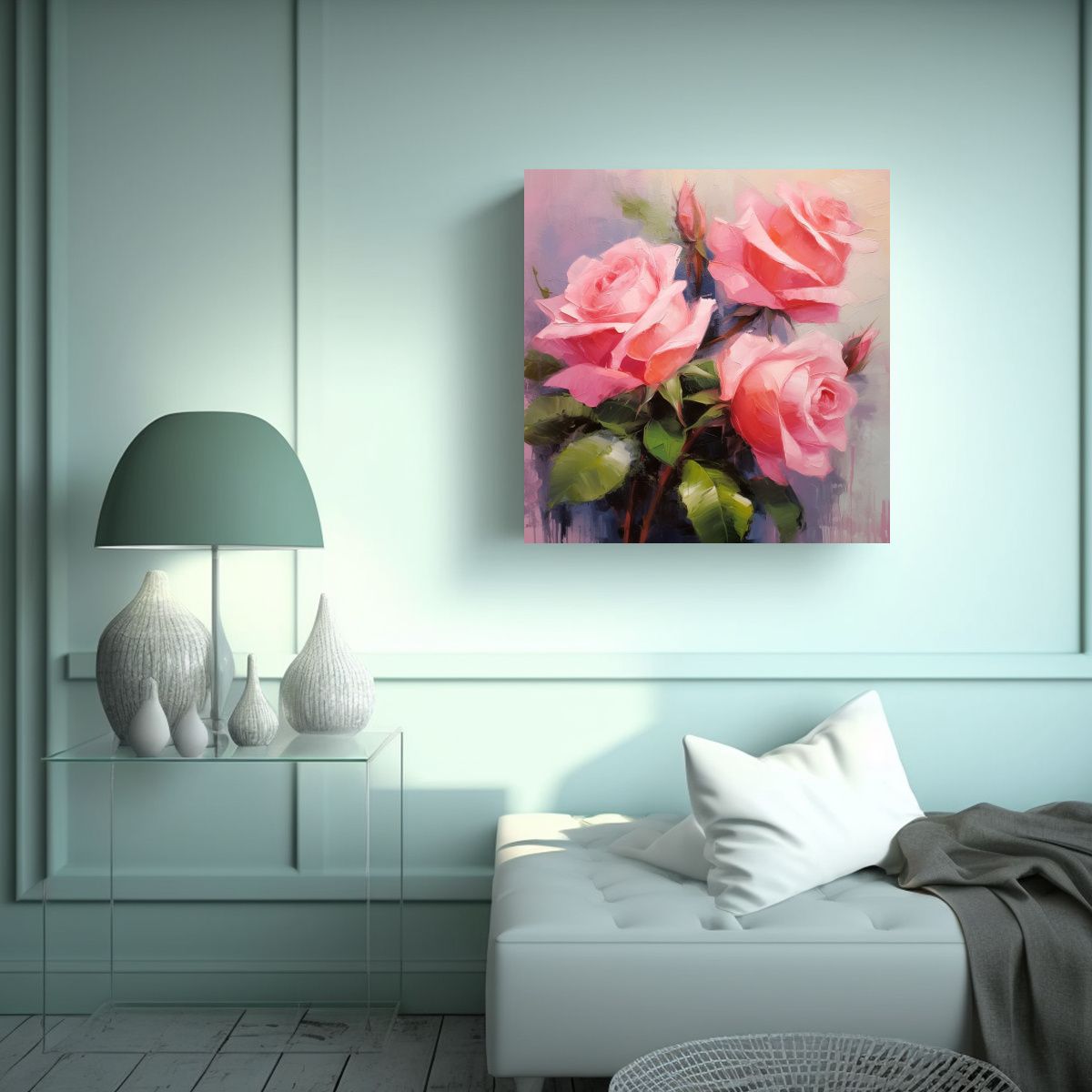 GENERICO - Fantasía Expresiva De Rosas En Pintura Al Óleo 50x50 Cm