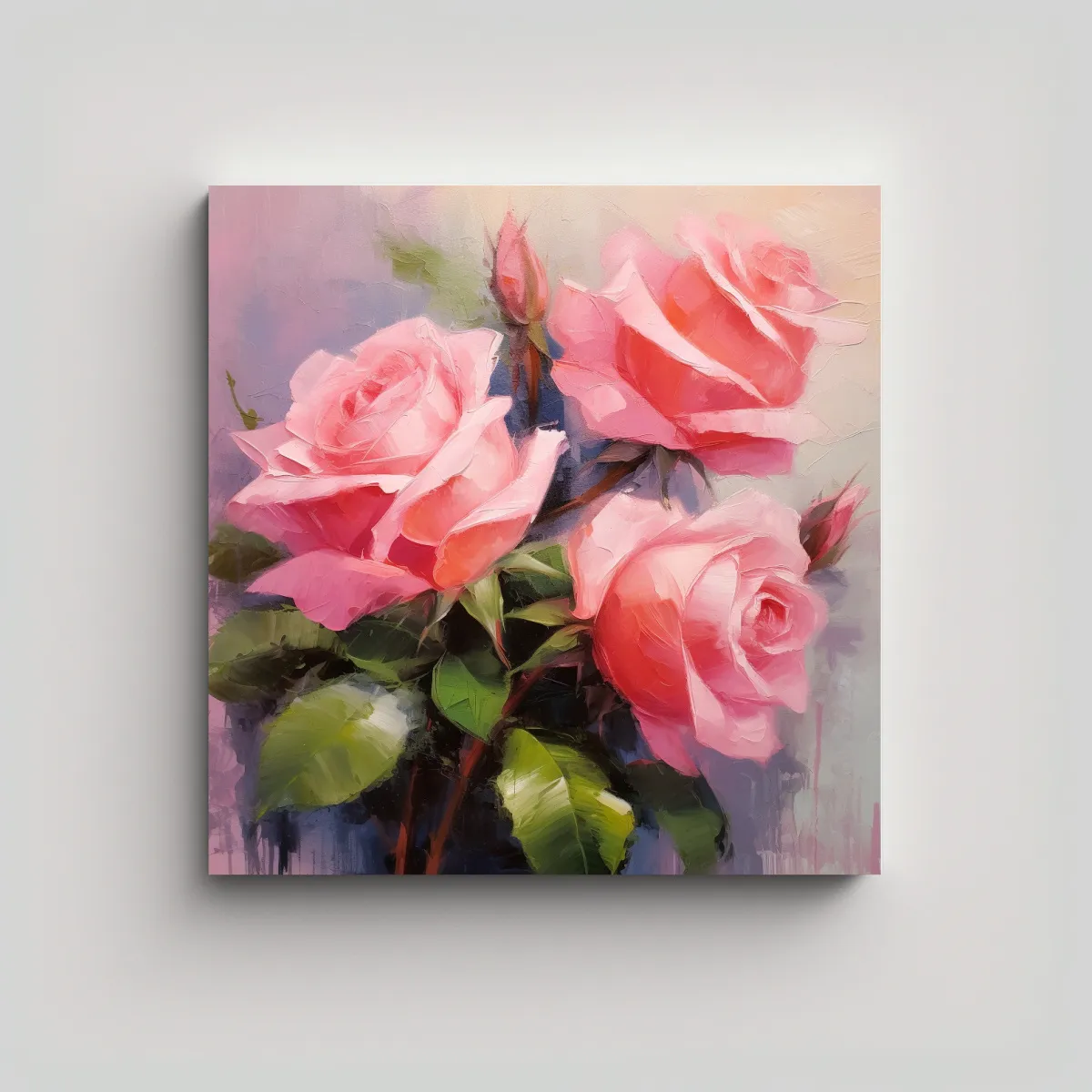 GENERICO - Fantasía Expresiva De Rosas En Pintura Al Óleo 30x30 Cm
