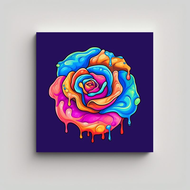 GENERICO - Trippy Cartoon Rose: Arte Cósmico Psicodélico Y 80x80 Cm