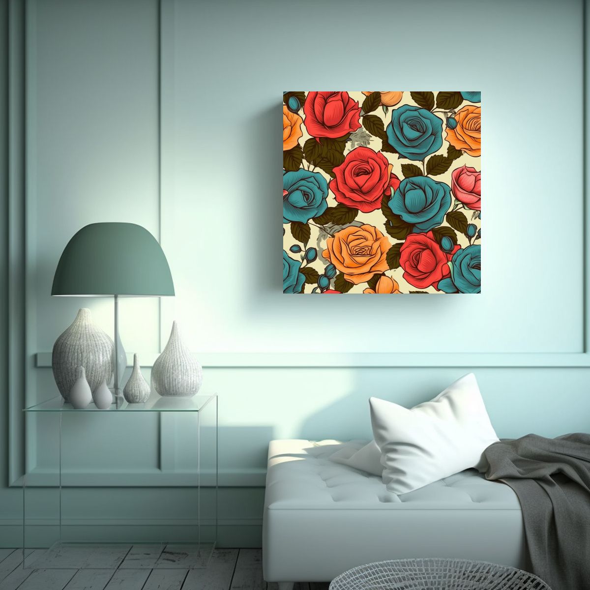 GENERICO - Cuadro Decorativo: Rosa Cartoon En Lienzo De 30x30 Cm